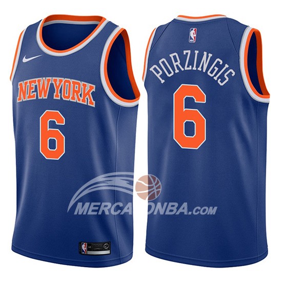 Maglia NBA Kristaps Porzingis New York Knicks 2017-18 Blu